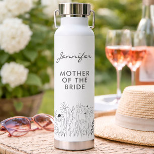 Minimalistische Wilde Bloem Moeder van de Bruid Waterfles