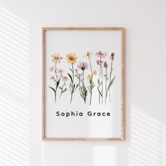 Minimalistische wilde bloemen aangepaste naam perfect poster