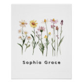 Minimalistische wilde bloemen aangepaste naam perfect poster (Voorkant)