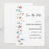 Minimalistische wilde bloemen Bewaar de datumkaart Kaart (Voorkant / Achterkant)