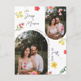 Minimalistische Wilde Bloemen Botanische Dankjewel Briefkaart