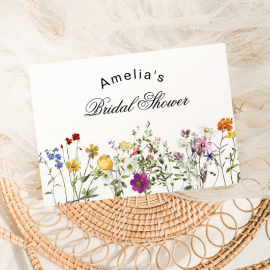 Minimalistische Wilde Bloemen Bruidsbruiloft Bedankkaart