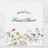 Minimalistische Wilde Bloemen Bruidsdiner Wijn Etiket (Enkel label)