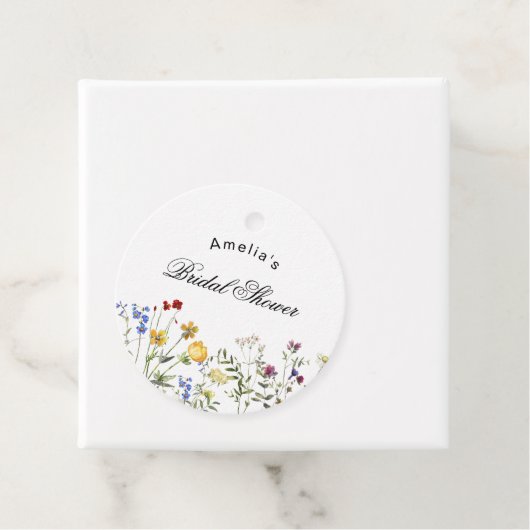 Minimalistische Wilde Bloemen Bruidsdouche Bedankjes Labels (In situ)