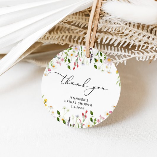 Minimalistische wilde bloemen bruidsfeest cadeauta bedankjes labels