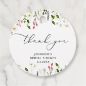 Minimalistische wilde bloemen bruidsfeest cadeauta bedankjes labels (Voorkant)