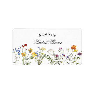 Minimalistische Wilde Bloemen Bruidsfeest Etiket