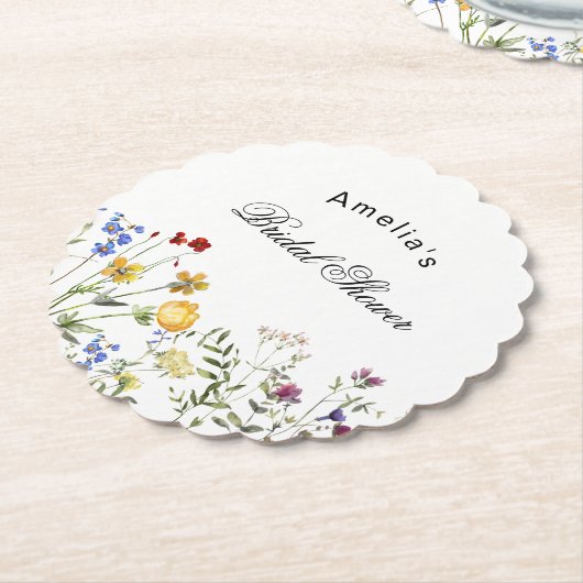 Minimalistische Wilde Bloemen Bruidsfeest Kartonnen Onderzetters (Gekanteld)