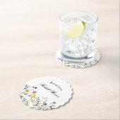 Minimalistische Wilde Bloemen Bruidsfeest Kartonnen Onderzetters (Insitu)