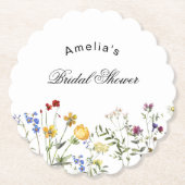 Minimalistische Wilde Bloemen Bruidsfeest Kartonnen Onderzetters (Voorkant)