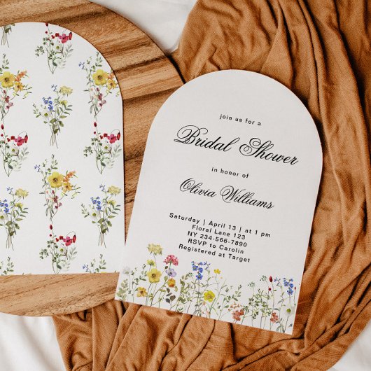 Minimalistische Wilde Bloemen Bruidsshower Kaart