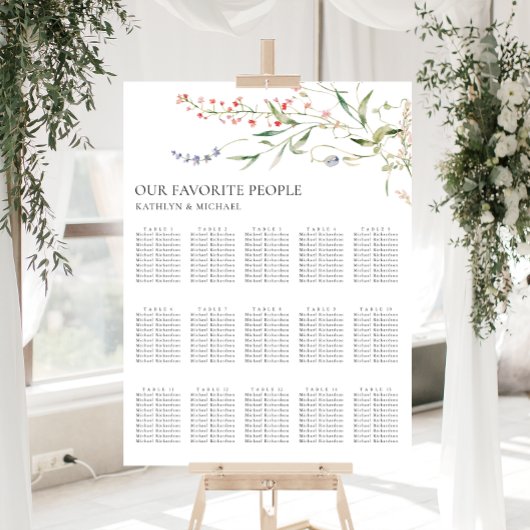 Minimalistische Wilde Bloemen Bruiloft 15 Tafel Zi Poster