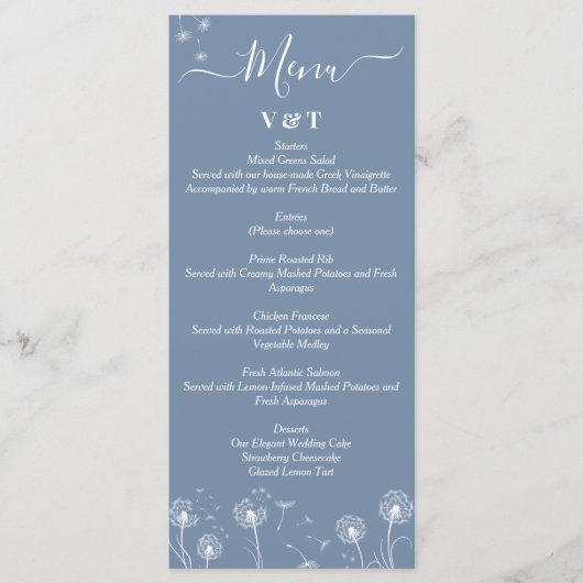 Minimalistische Wilde Bloemen Bruiloft Menu (Voorkant)