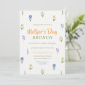 Minimalistische wilde bloemen Moederdag Brunch Kaart (Staand voorkant)