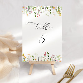Minimalistische wilde bloemen tafelnummer