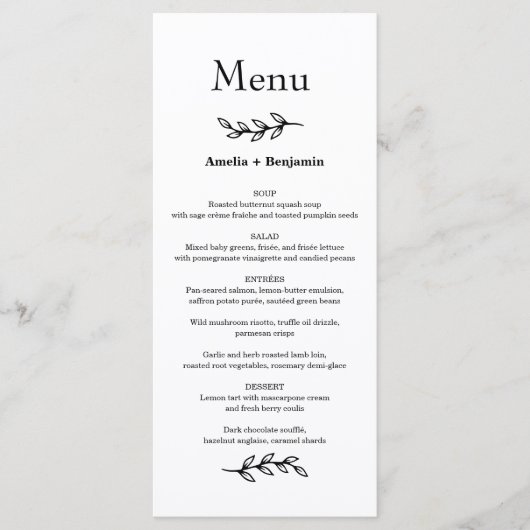 minimalistische wilde bloemenkrans volksrustieke b menu (Voorkant)