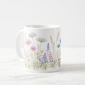 Minimalistische Wilde Bloemenweide Mok – Delicaat (Voorkant links)