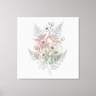 Minimalistische wilde roos lijnkunst botanische ro canvas afdruk