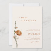 Minimalistische Wildflower Bohemian bruiloft Kaart (Voorkant)