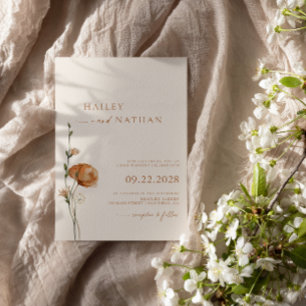Minimalistische Wildflower Bohemian bruiloft Kaart