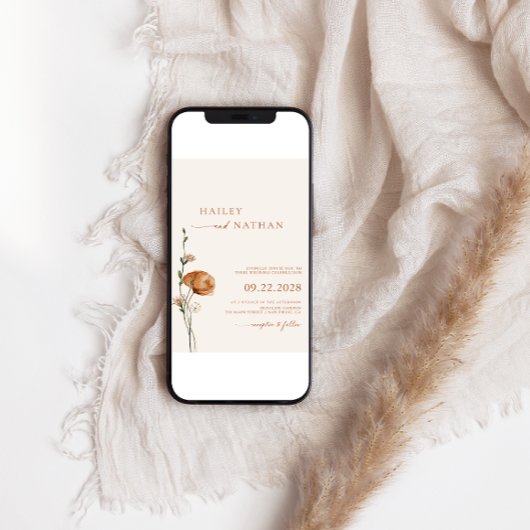 Minimalistische Wildflower Bohemian bruiloft Kaart