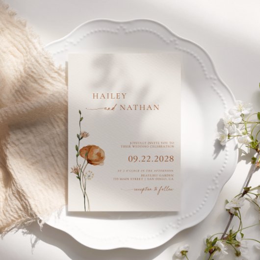 Minimalistische Wildflower Bohemian bruiloft Kaart