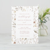 Minimalistische Wildflower Botanische bruiloft Kaart (Staand voorkant)