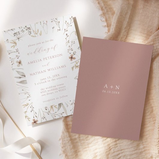 Minimalistische Wildflower Botanische bruiloft Kaart