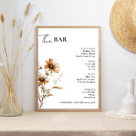 Minimalistische Wildflower bruiloft Drinken Bar Me Poster