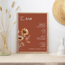 Minimalistische Wildflower bruiloft Drinken Bar Me Poster