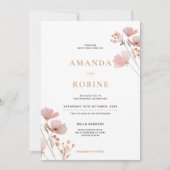 Minimalistische Wildflower bruiloft uitnodiging (Voorkant)