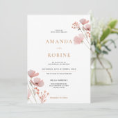 Minimalistische Wildflower bruiloft uitnodiging (Staand voorkant)