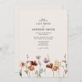 Minimalistische Wildflower bruiloft uitnodiging (Voorkant / Achterkant)