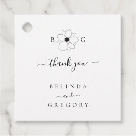 Minimalistische Wildflower Hand-getrokken Monogram Bedankjes Labels