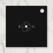 Minimalistische Wildflower Hand-getrokken Monogram Bedankjes Labels (Achterkant)