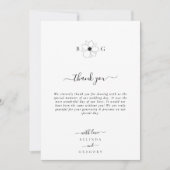 Minimalistische Wildflower Hand-getrokken Monogram Bedankkaart (Voorkant)