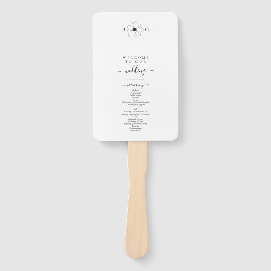 Minimalistische Wildflower Hand-getrokken Monogram Handwaaier (Voorkant)