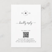 Minimalistische Wildflower Hand-getrokken Monogram Informatiekaartje (Voorkant)