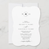 Minimalistische Wildflower Hand-getrokken Monogram Kaart (Voorkant)