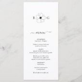 Minimalistische Wildflower Hand-getrokken Monogram Menu (Voorkant)