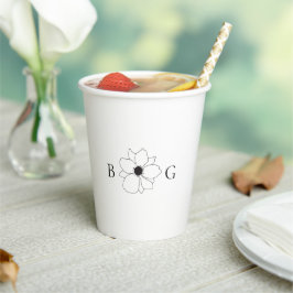 Minimalistische Wildflower Hand-getrokken Monogram Papieren Bekers