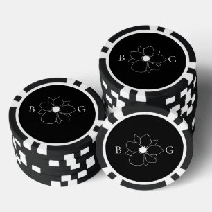 Minimalistische Wildflower Hand-getrokken Monogram Poker Chips