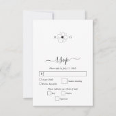 Minimalistische Wildflower Hand-getrokken Monogram RSVP Kaartje (Voorkant)