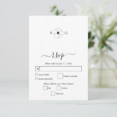 Minimalistische Wildflower Hand-getrokken Monogram RSVP Kaartje (Staand voorkant)