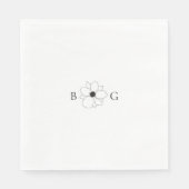 Minimalistische Wildflower Hand-getrokken Monogram Servet (Voorkant)