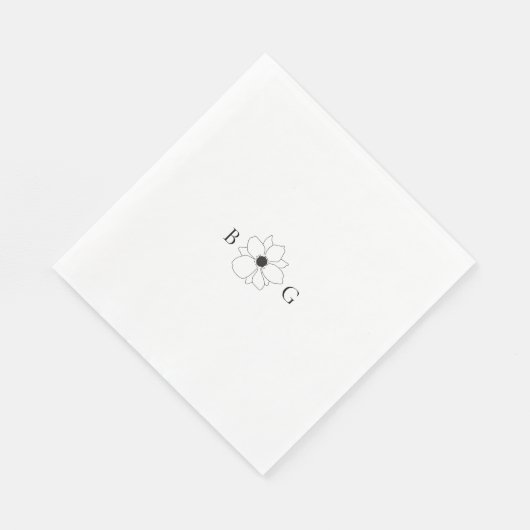 Minimalistische Wildflower Hand-getrokken Monogram Servet (Hoek)