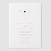Minimalistische Wildflower Hand-getrokken Monogram Vellum Uitnodigingen (Voorkant)