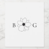 Minimalistische Wildflower Hand-getrokken Monogram Wijn Etiket (Enkel label)