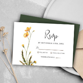 Minimalistische Wildflower Moderne Rustieke Bruilo RSVP Kaartje