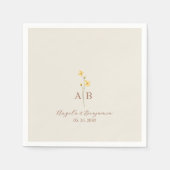 Minimalistische Wildflower Monogram bruiloft Servet (Voorkant)